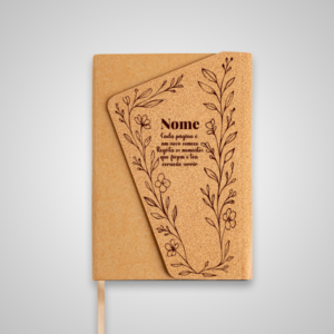 Bloco A5 com capa em cortiça e fecho magnético