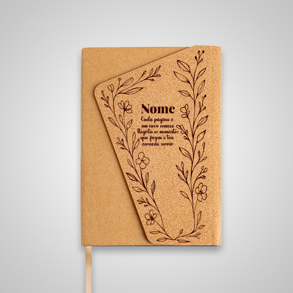 Bloco A5 com capa em cortiça e fecho magnético