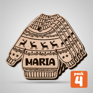 Decoração de Natal - Camisola com nome (Pack 4 unidades)