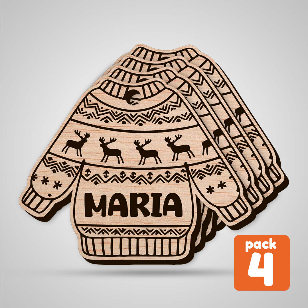 camisola_pack4 Decoração de Natal - Camisola com nome (Pack 4 unidades)